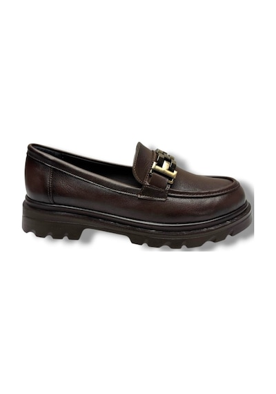 Fancy 801-26 Deri Loafer Tokalı Anatomik Kadın Ayakkabı Kahverengi