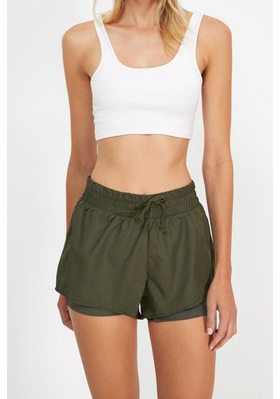 Ersefa Moda Örme Normal Bel Boru Paça Sportswear Haki Paraşüt Kumaş 2 Ka