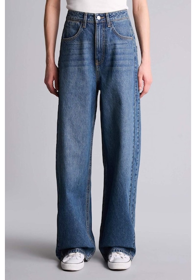 Defacto Baggy Fıt Yüksek Bel Düz Paça Uzun Jean Pantolon H1165ax26smnm34 Mavi-nm34