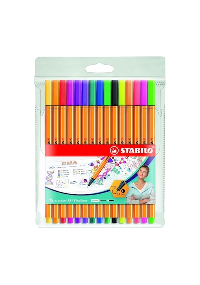 Stabılo Point 88 10 + 5 Floresan Renk Askılı Paket 124-Pembe