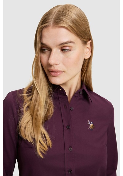 U.S. Polo Assn. Kadın Bordo Uzun Kollu Basic Gömlek 50329503-vr180 Dark Plum