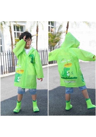 Masho Kids Hayvan Figürlü Kapüşonlu Unisex Çocuk Yağmurluk