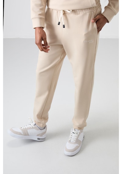 Tommy Life Bej Pamuklu Kalın Yumuşak Dokulu Comfort Fit Nakışlı Erkek Eşofman Takım - 85255 Bej