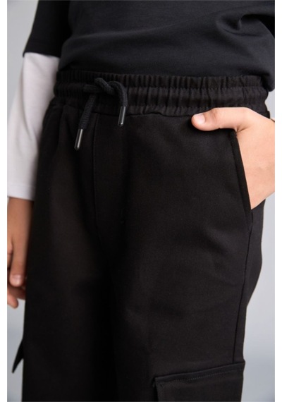 Defacto Pamuklu Kargo Jogger Paça Gabardin Siyah Pantolon Erkek Çocuk F1970a826aubk81 Siyah-bk81