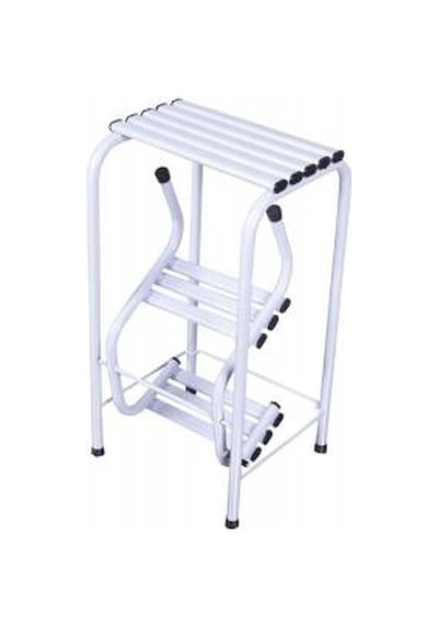 Metal Tabure Merdiven 3 Basamaklı Beyaz Renk Tabureli Merdiven