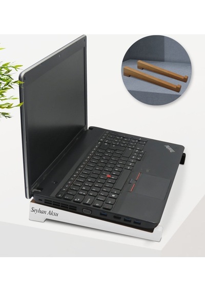 Kişiye Özel Taşınabilir Ahşap Beyaz Notebook Laptop Standı