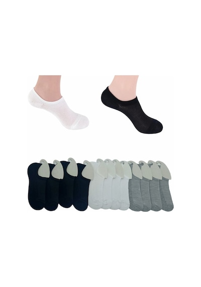 Worthy Socks 12'li Erkek Pamuklu Yıkamalı Siyah-beyaz-gri Sneakers Görünmez Çorap