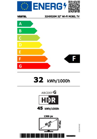 Vestel 32H9520M 32'' 80 Ekran HD Ready Smart Wi-Fi Mobil TV