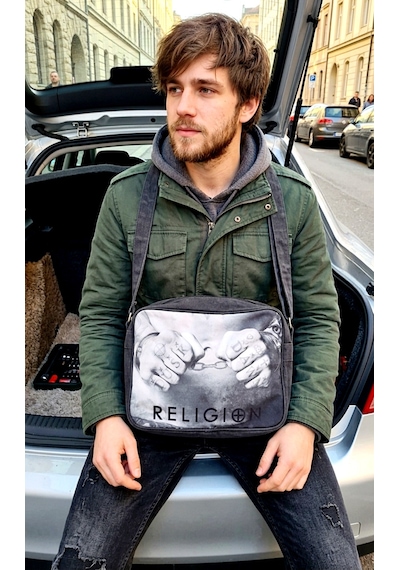 Religion Uk Kanvas Unisex Messenger Postacı Omuz Çantası Koyu Gri