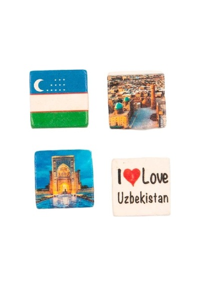 Özbekistan Temalı Dörtlü Taş Magnet