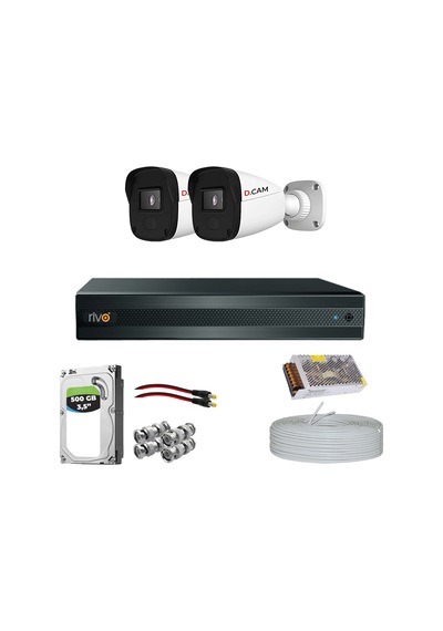 Rivo Dcam 2 Kameralı 40 Metre Gece Görüşlü Set 500gb Hdd