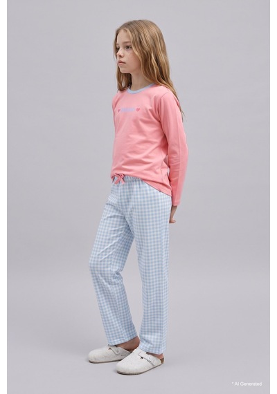 Defacto %100 Pamuk Bisiklet Yaka Uzun Koıllu Pijama Üstü Esnek Belli Uzun Pijama Altı 2li Pijama Takımı I2283a826aupn323 Pembe-pn323