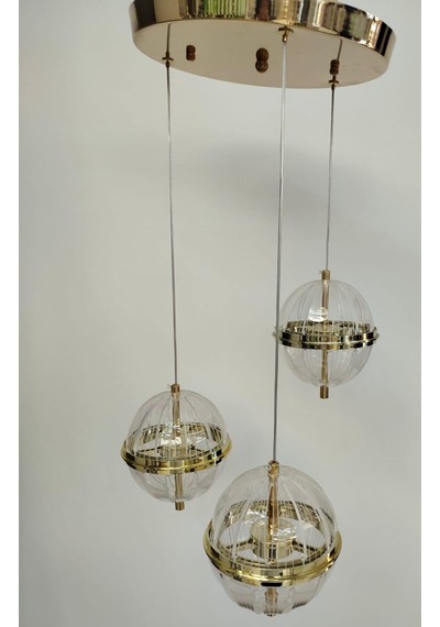 3'lü Modern Led Avize Gold