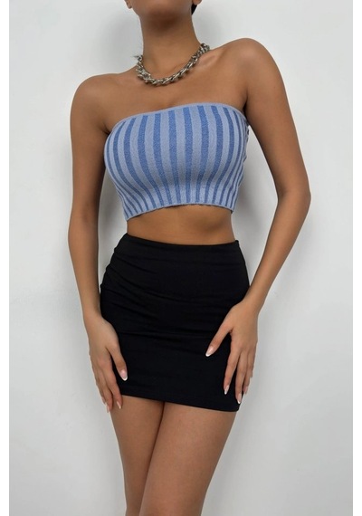 Valensdesign Straplez Fitilli Crop A.mavi-k.mavi