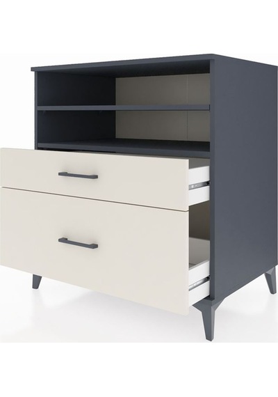 Kronos Şifonyer 2 Raflı 2 Çekmeceli 88x59x96 Antrasit-aytaşı Antrasit