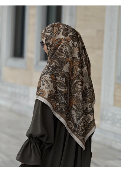Qalortex Scarf Pamuklu Soft Açelya Desen Eşarp-haki
