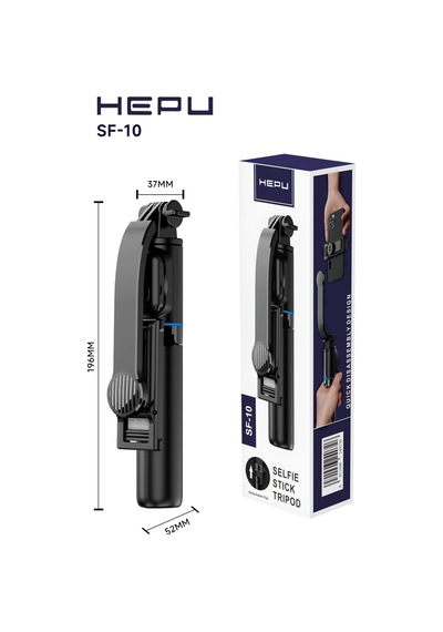 Hepu Sf-10 Taşınabilir Selfie Stick Tripod Çıkarılabilir Telefon Tutucu, Hızlı Kurulum