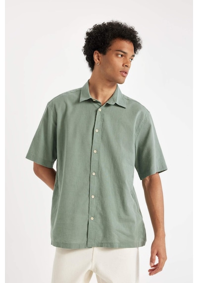 DeFacto Relax Fit Yazlık Poplin Kısa Kollu Gömlek D8352AX24HSGN1107