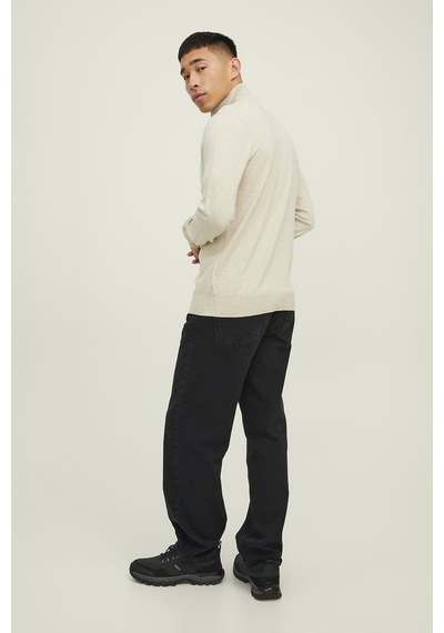Jack & Jones Yarım Fermuarlı Örgü Kazak Yulaf Ezmesi