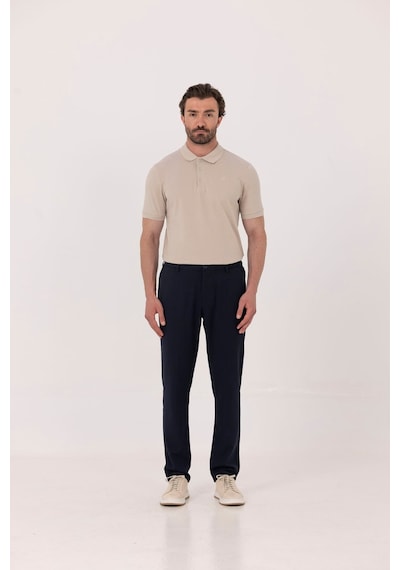 Sabri Özel Lacivert Yanı Lastikli Köprülü Kemerli Slim Fit Jogger Pantolon