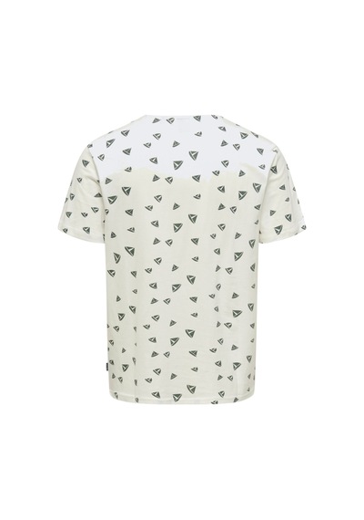 Only Erkek T-shirt Sıfır Yaka Desenli 22028732 Beyaz