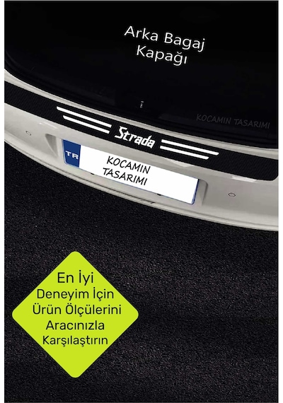 Fiat Strada Çizilmeleri Engelleyen Karbon Kapı Bagaj Eşiği Koruma Seti Şık Tasarım Strada Yazılı