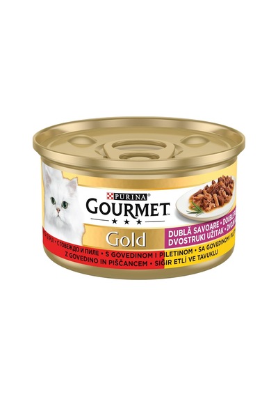 Gold Çifte Lezzet Sığır Etli & Tavuklu Yaş Kedi Maması 24 X 85 Gr