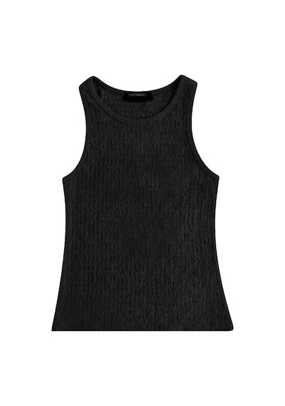Cottonhıll Premium - Tide Collection Siyah Bisiklet Yaka Bürümcük Dokulu Kolsuz Kadın Crop Bluz Cottonhıll Premium - Tide Collection Siyah Bisiklet Yaka Bürümcük Dokulu Kolsuz Kadın Crop Bluz