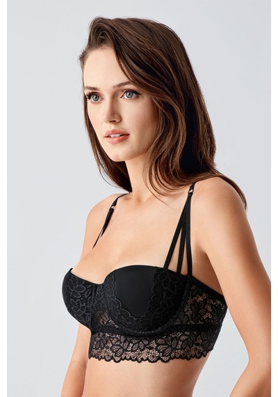 Newbra Destekli Straplez Bralet Sütyen - Siyah