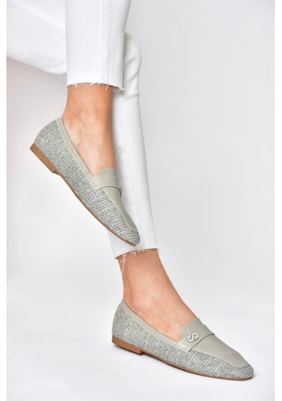 Fox Shoes P820940209 Gri Düz Tabanlı Günlük Kadın Babet Gri-suni Deri Gri