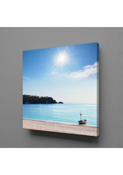 Sahildeki Güneşin Doğuşu Kanvas Tablo 130x130cm