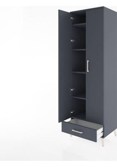 Hyperion Dolap 5 Raflı Tek Çekmeceli Tek Askılı 60x44x195 Ant... Antrasit