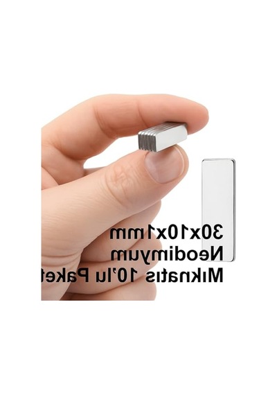 Ultra Güçlü Neodyum Mıknatıs, 30x10x1 Mm Boyutunda Ve 10'lu Set