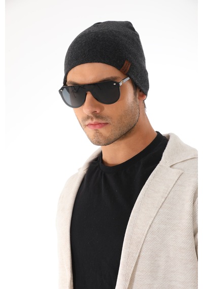 Ritagarcia Unisex Etiket Detaylı Pamuklu Penye Bere Kışlık Mevsimlik Beanie Bere Antrasit