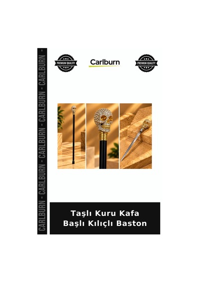 Özel Seri Taşlı Kuru Kafa Başlı Kılıçlı Baston Sergi Nostalji Farklı