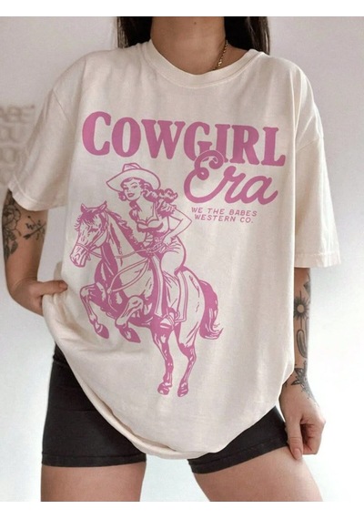 Startmore Pembe Oversize Beyaz Unisex Kalıp Tshirt Baskılı Tişört