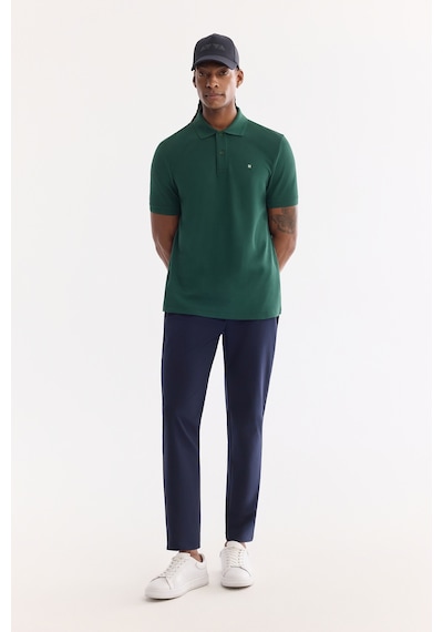 Avva Erkek Koyu Yeşil Kıvrılmaz Polo Yaka %100 Pamuk Basic T-shirt B001032