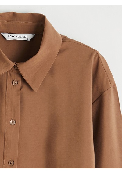 Lcw Modest Bej Loose Fit Kadın Gömlek Tunik