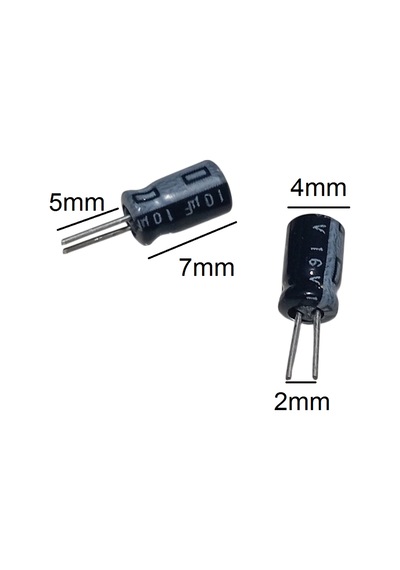 1000 Adet 10uf 16v Kısa Bacaklı Elektrolitik Kondansatör 4x7mm Bacaklar Arası 2mm Bacak Uzunluğu 5mm