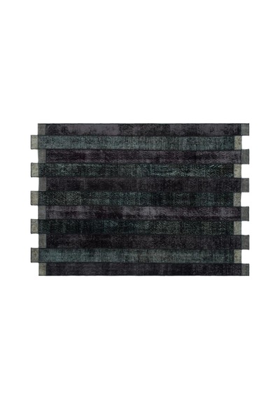El Dokuması Patchwork Vintage Yün-pamuk Siyah Halı 24817 160 X 230 Cm