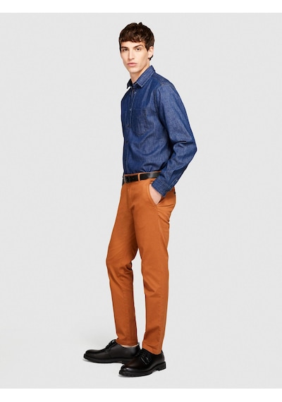 Sisley Slim Fit Vintage Efekt Chino Pantolon Erkek Kahverengi T-shirt - 323a4dm6sf02y Kahve