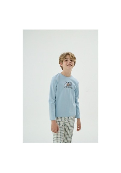 Zeyzey 8914 Erkek Ç. Baskılı Pijama Takım Mavı/3-4yas Mavi
