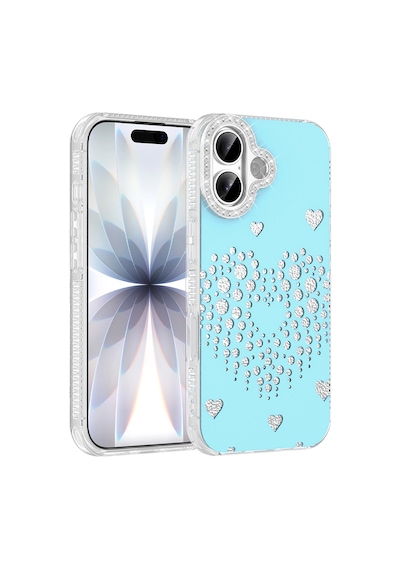 iPhone 16 Kılıf Damla Taşlı Zore Rivas Sert Pc Kapak - Mavi