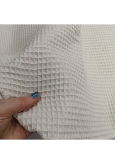 Waffle Pike Bornozluk Kumaş 100% Pamuk W-02 Ekru