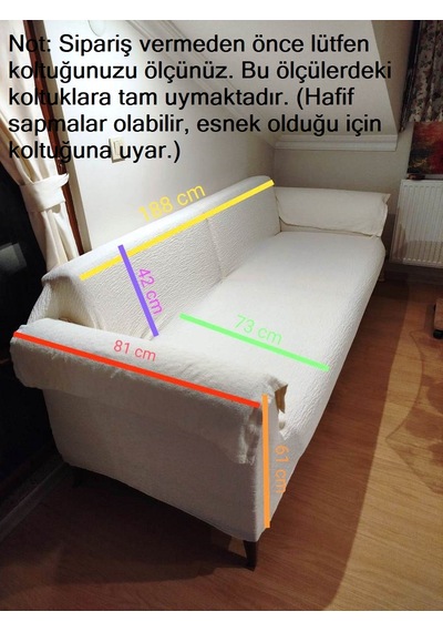 1adet Jakarlı Outlet Krem Streç Kaplama Maxi Çekyat Koltukörtüsü Krem