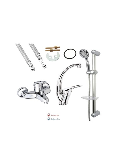 Banyo - Lavabo Ve Sürgülü Duş 3 Lü Mix Set Sıcak Soğuk Çift Su Girişli Diğer