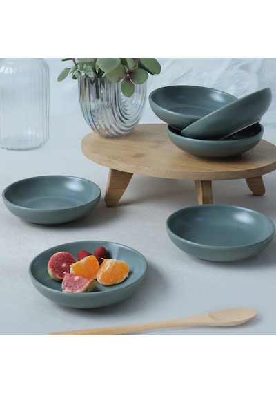 Keramika Mat Yeşil Halka Çerezlik/sosluk 13 Cm 6 Adet 322 Çok Renkli