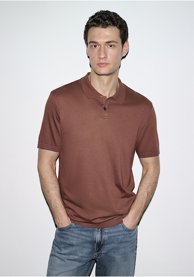 Mavi - Kahverengi Tencel Modal Karışımlı Polo Tişört 0613163-70250 Kahverengi