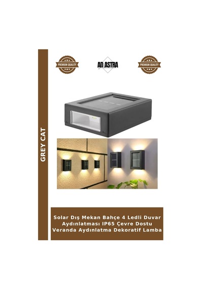 Solar Dış Mekan Bahçe 4 Ledli Duvar Aydınlatması Ip65 Çevre Dostu Veranda Aydınlatma Dekoratif Lamba Diğer