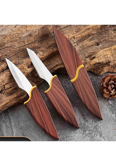 Valkyrie Mini Şef Yemek Bıçağı Ahşap Kılıflı Paslanmaz Çelik Meyve Sebze Soyma Doğrama Bıçağı Diğer